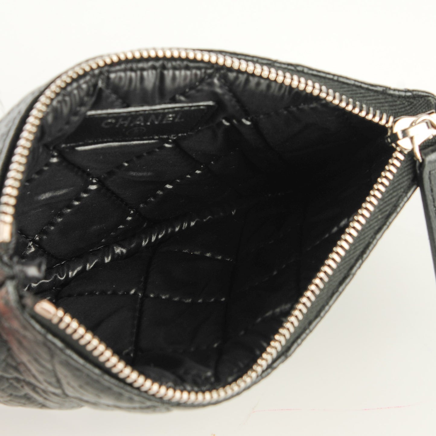 Woven Lambskin Quilted Cosmetic Pouch Black