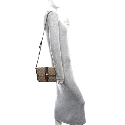 Gucci Monogram Textured Dollar Calfskin Web Mini Messenger Bag Beige Ebony Cocoa 2 of 10