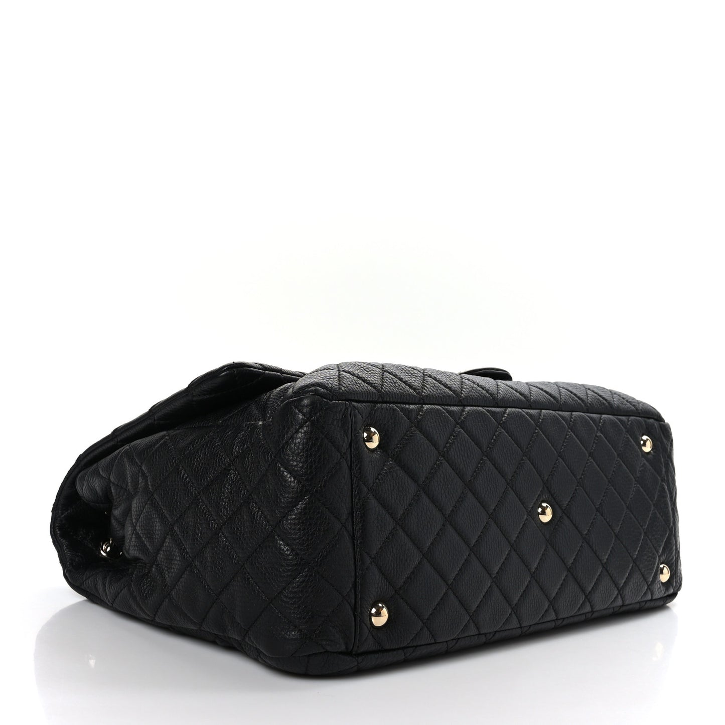 Calfskin Quilted XXL Travel Flap Bag Black