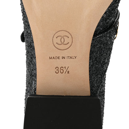 Chanel Glitter Grosgrain Cap Toe Mary Jane Flats 36.5 Gray 8 of 8