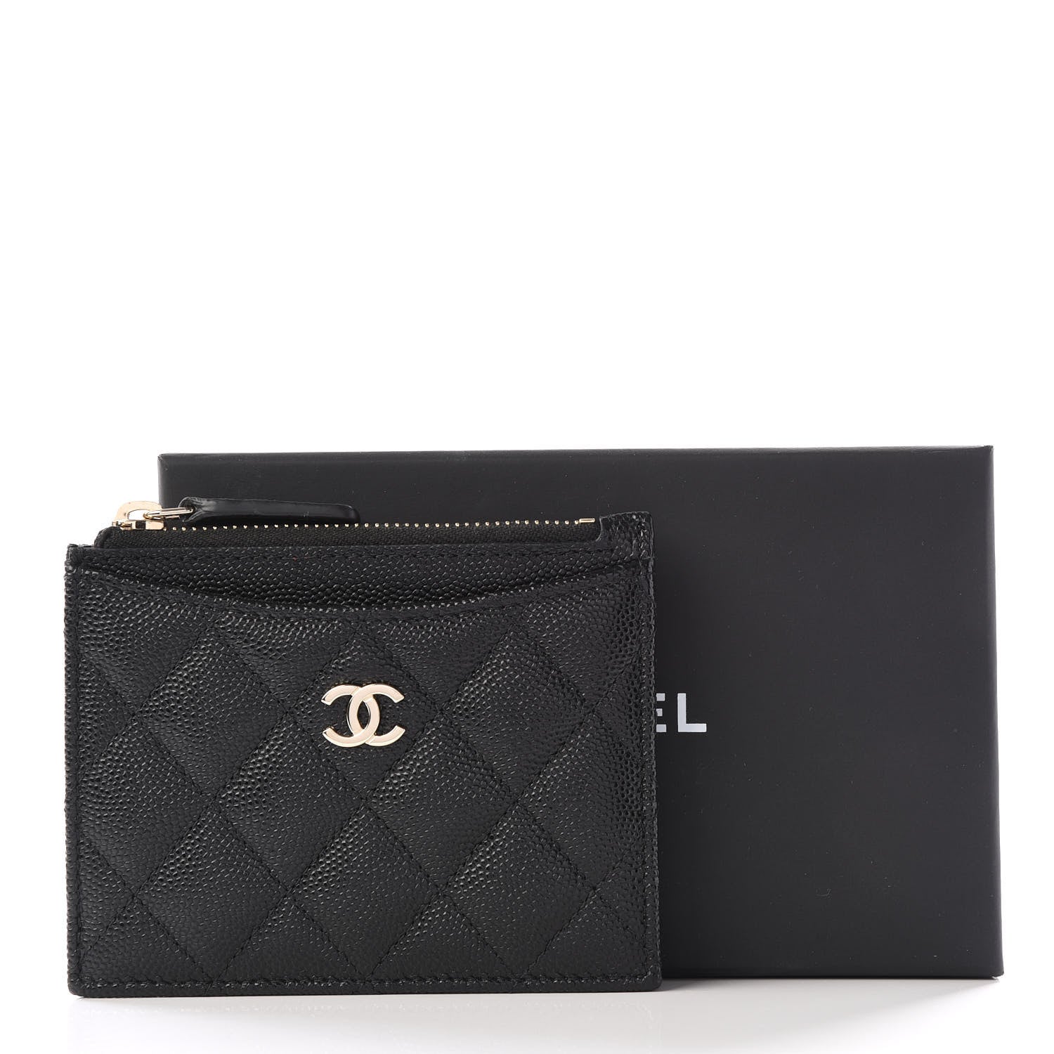 Chanel Caviar Quilted CC Zip Card Holder Black 10 of 10