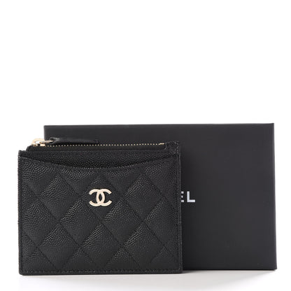 Chanel Caviar Quilted CC Zip Card Holder Black 10 of 10