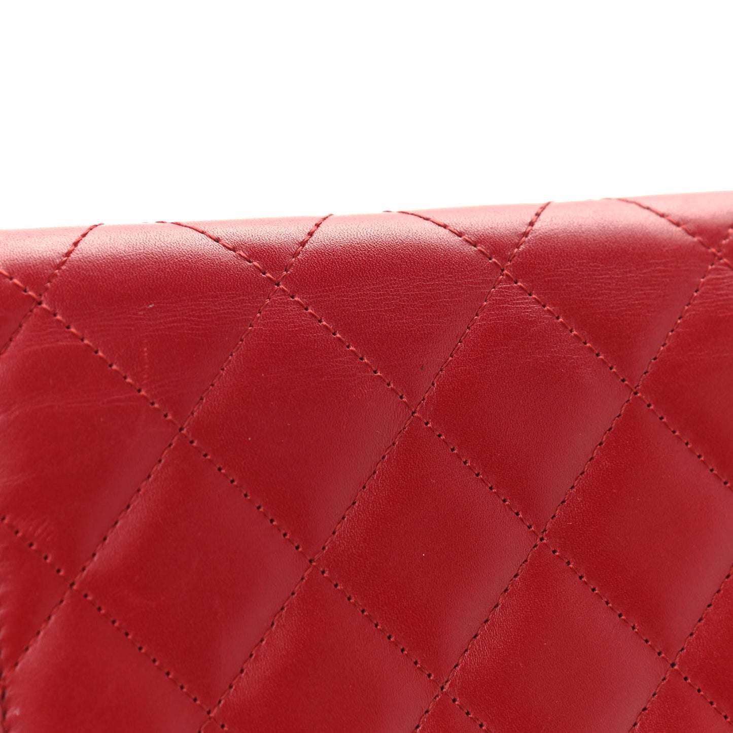 Calfskin Quilted Cambon Wallet On Chain WOC Red