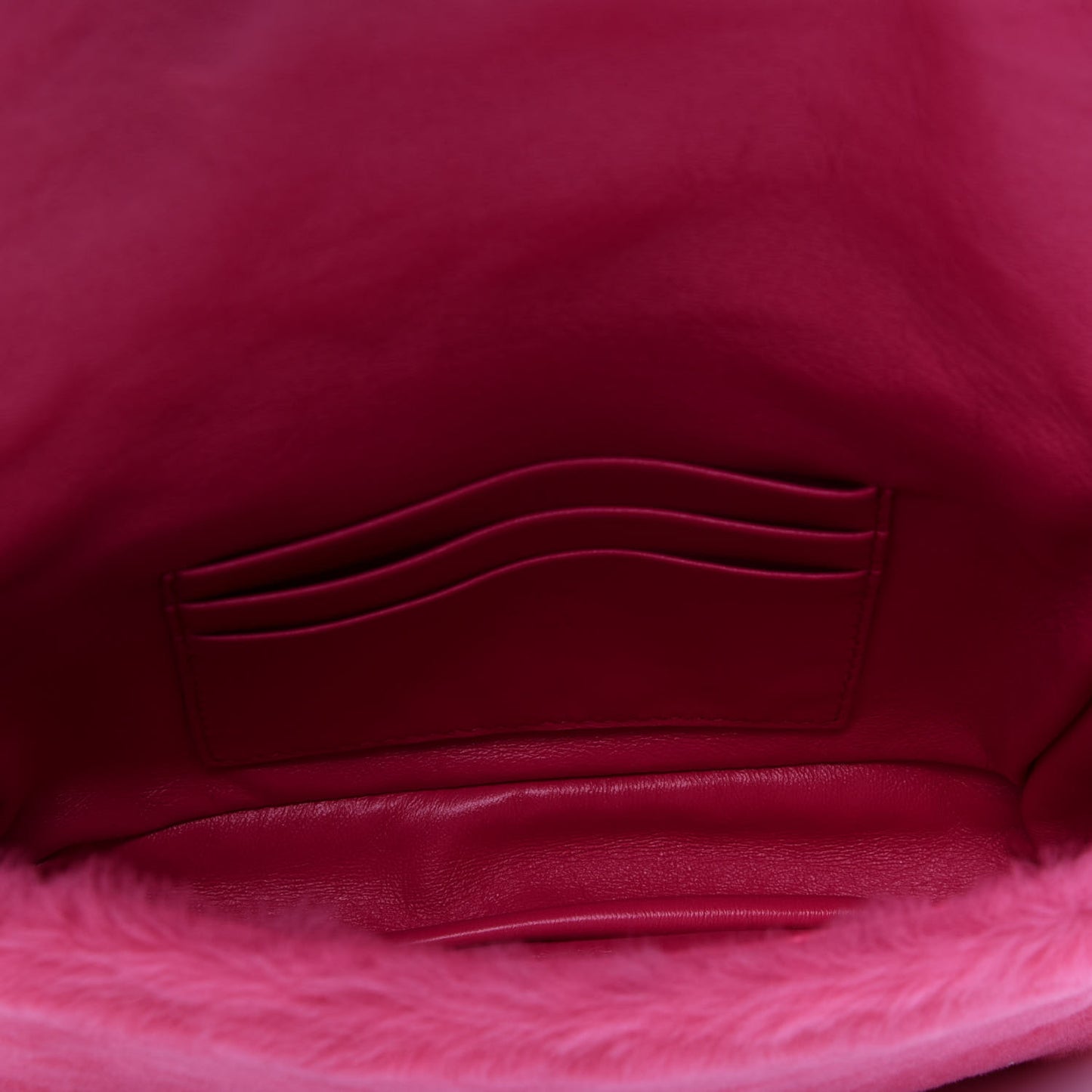 Shearling Shiny Nappa Mini Baguette Rosa Fluo