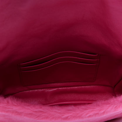 Fendi Shearling Shiny Nappa Mini Baguette Rosa Fluo 4 of 11