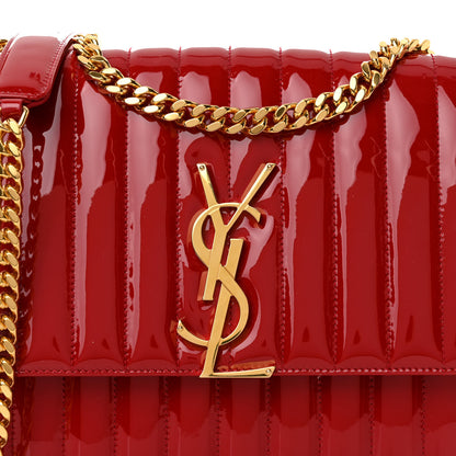 Saint Laurent Patent Matelasse Monogram Large Vicky Chain Bag Rouge Eros 7 of 9