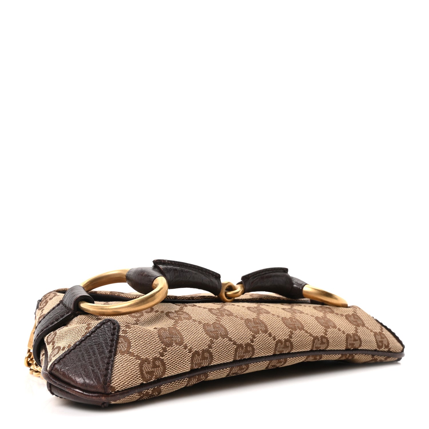 Gucci Monogram Horsebit Clutch Dark Brown 4 of 10