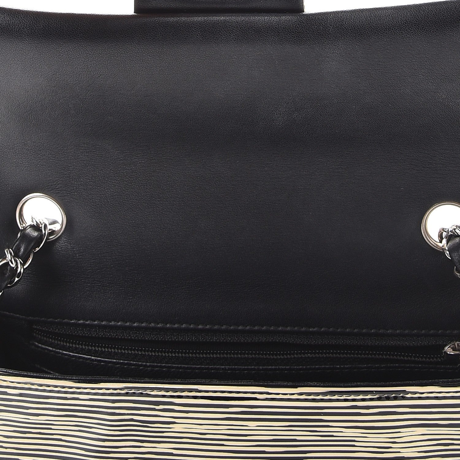 Chanel Patent Calfskin Striped Mini Rectangular Flap Black 12 of 12