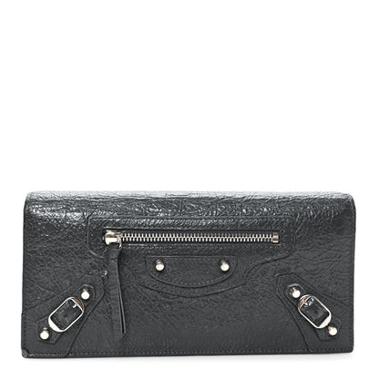 Balenciaga Agneau Classic Silver Hardware Money Wallet Gris Fossile 1 of 7