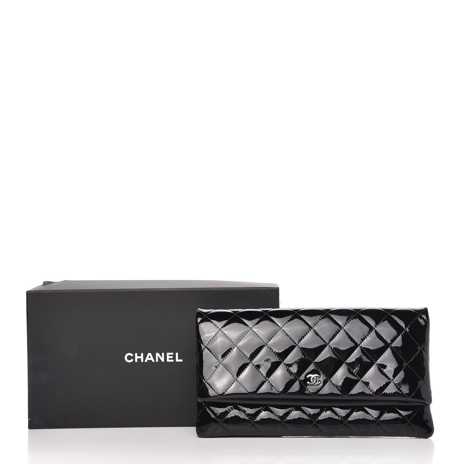 Chanel Patent Calfskin Quilted Beauty CC Clutch Black 11 of 11