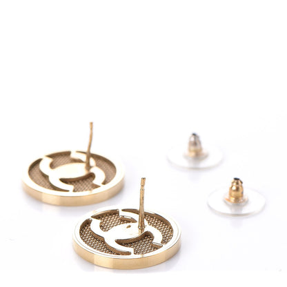 Chanel Mesh CC Earrings Light Gold 3 of 5