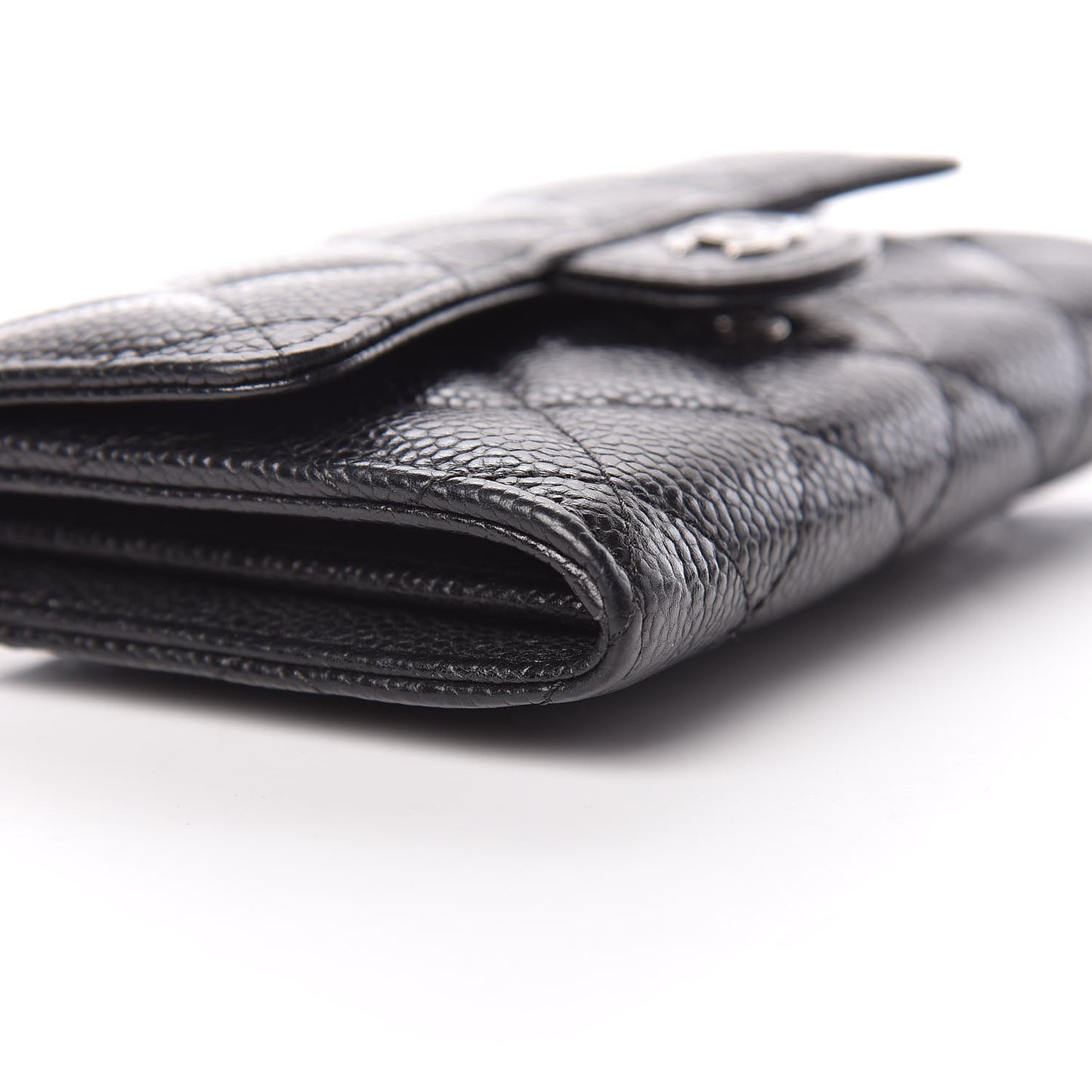 Caviar Quilted Small Flap Wallet Black