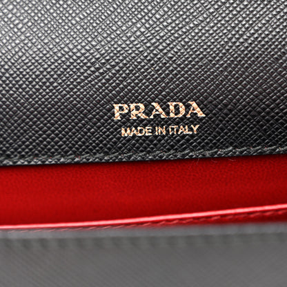 Prada Saffiano Lux Monochrome Chain Wallet Black 7 of 10