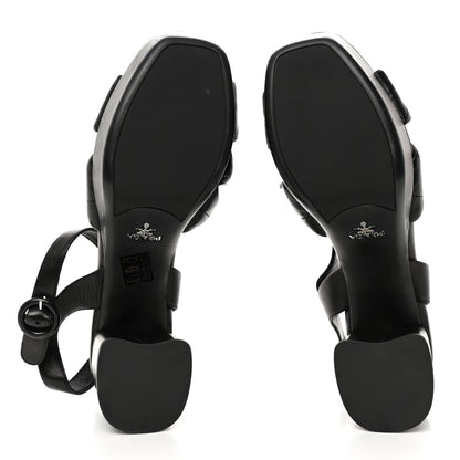 Prada Nappa Logo Quilted Crisscross Platform 20/65mm Sandals 40 Black 5 of 12