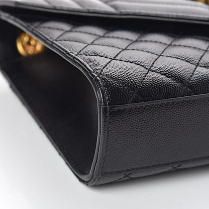 Saint Laurent Grain De Poudre Textured Mixed Matelasse Triquilt Medium Monogram Satchel Black 5 of 11