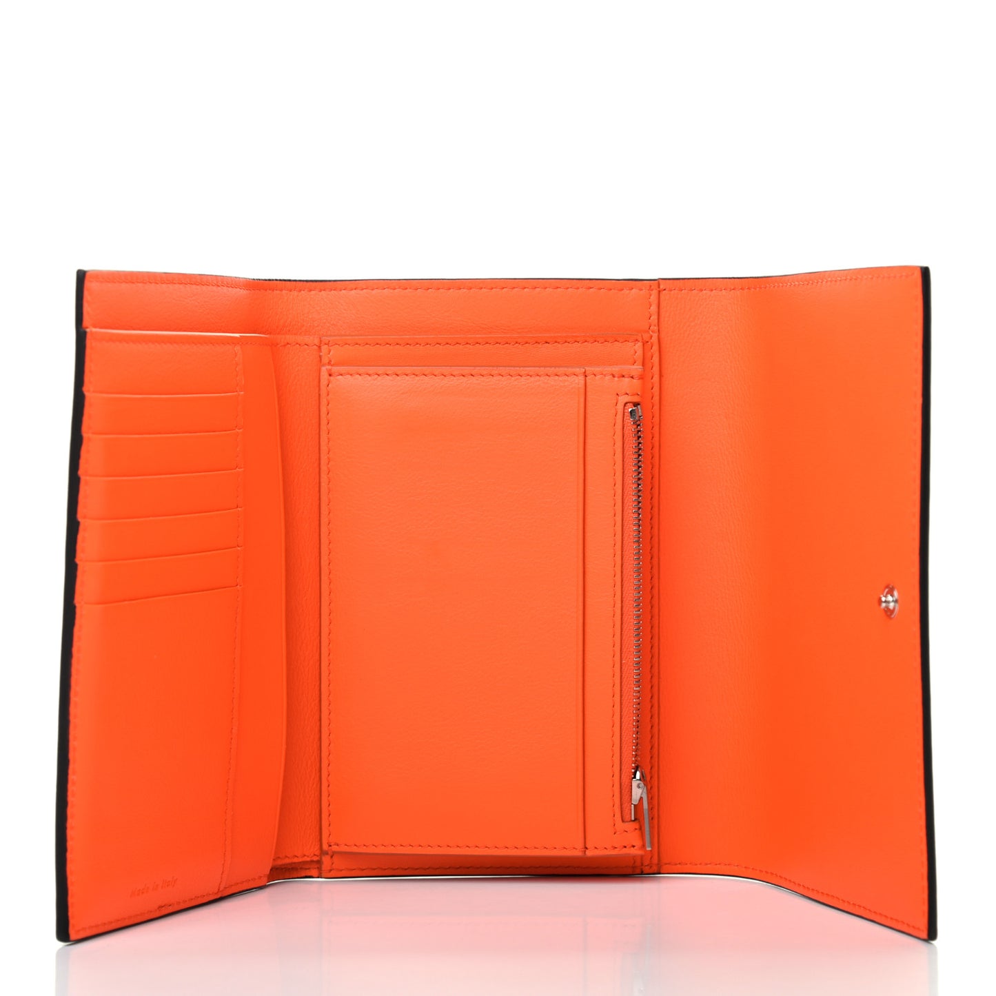 Smooth Lambskin Medium Frame Multifunction Wallet Orange Flamingo