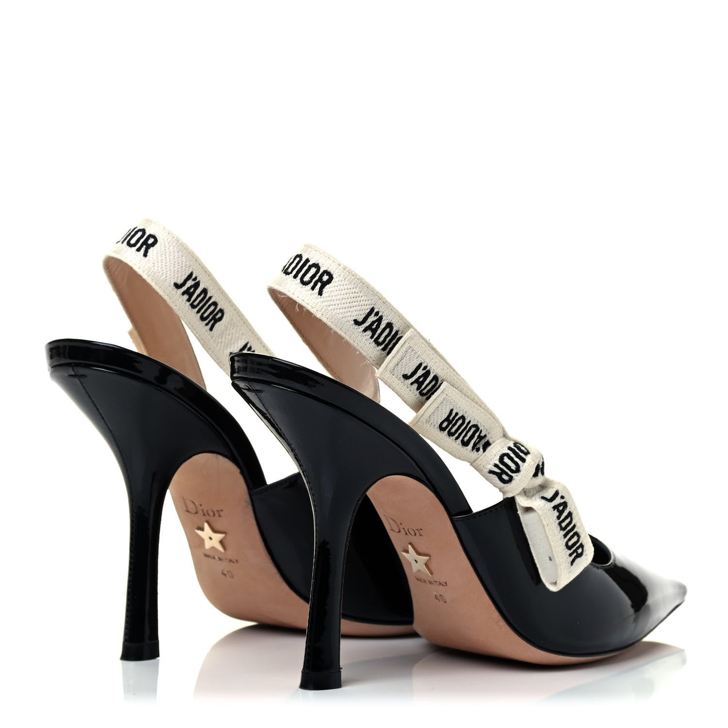 Christian Dior Patent Ribbon J'Adior Slingback 100mm Pumps 40 Black 4 of 7
