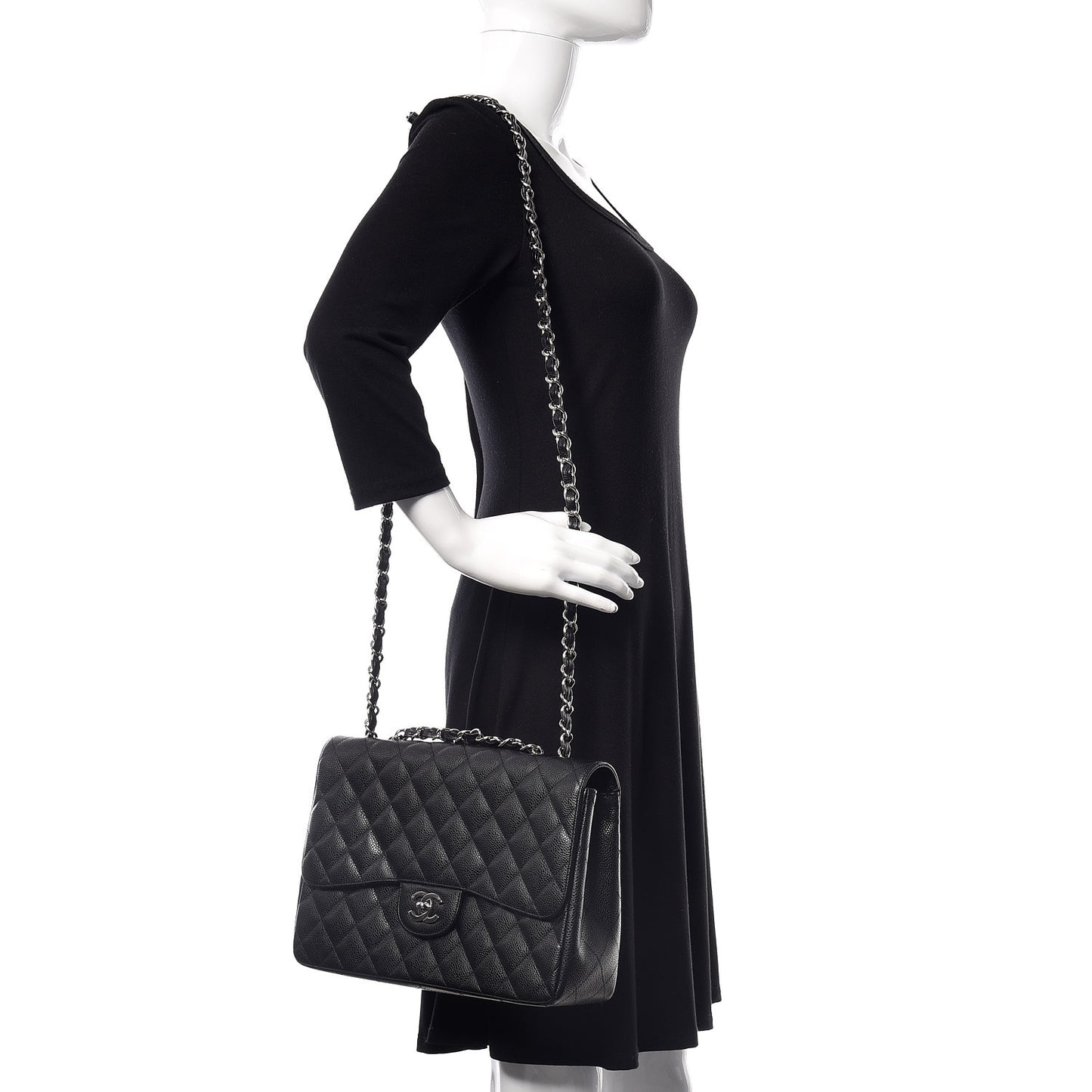 Caviar Quilted Jumbo Single Flap Black