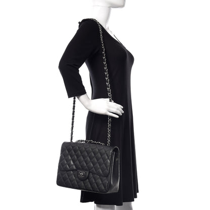 Chanel Caviar Quilted Jumbo Single Flap Black 3 of 10