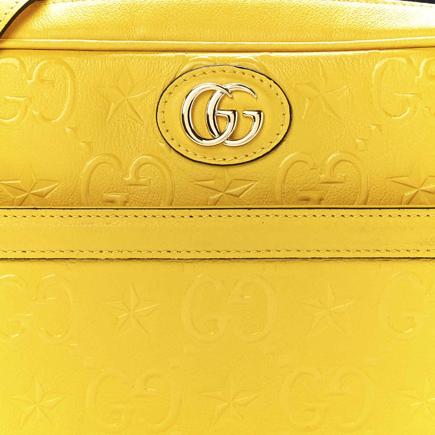 Gucci Wonka Grain Calfskin GG Monogram Star Embossed Small GG Shoulder Bag Stone Topaz 9 of 13