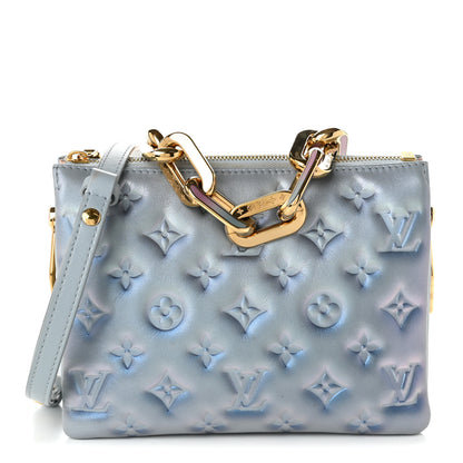 Louis Vuitton Metallic Lambskin Embossed Monogram Coussin BB Blue 1 of 9