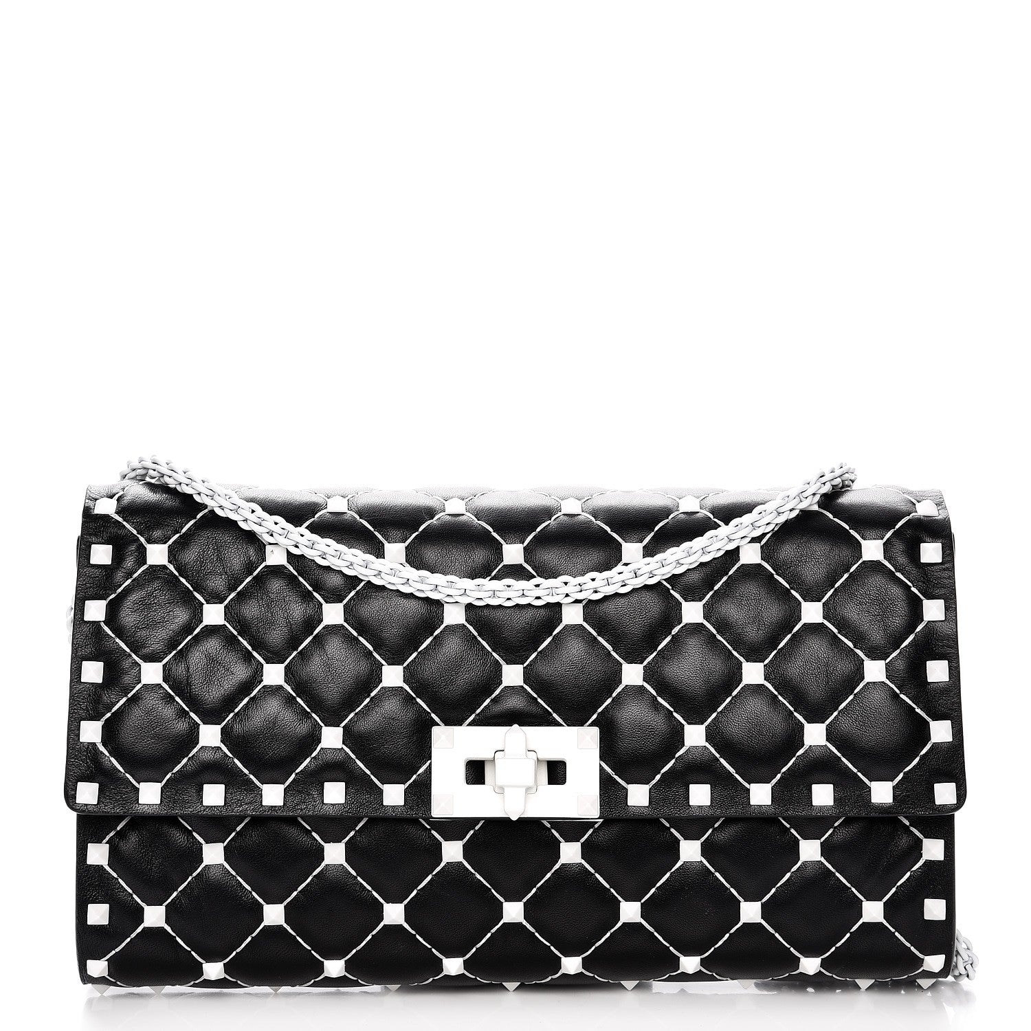 Valentino Garavani Lambskin Free Rockstud Spike Wallet On Chain Black 1 of 7