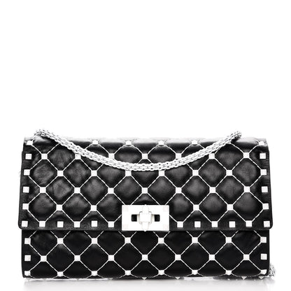 Valentino Garavani Lambskin Free Rockstud Spike Wallet On Chain Black 1 of 7