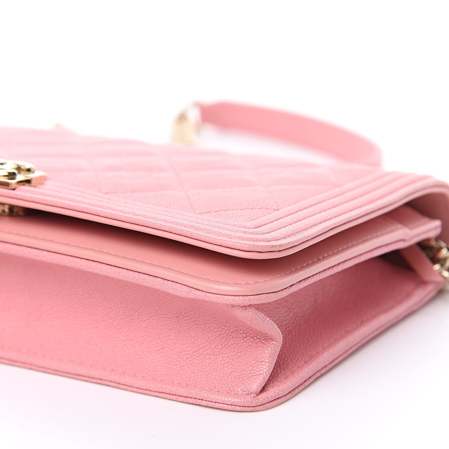 Caviar Quilted Boy Wallet On Chain WOC Light Pink