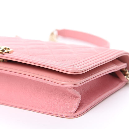Chanel Caviar Quilted Boy Wallet On Chain WOC Light Pink 10 of 11