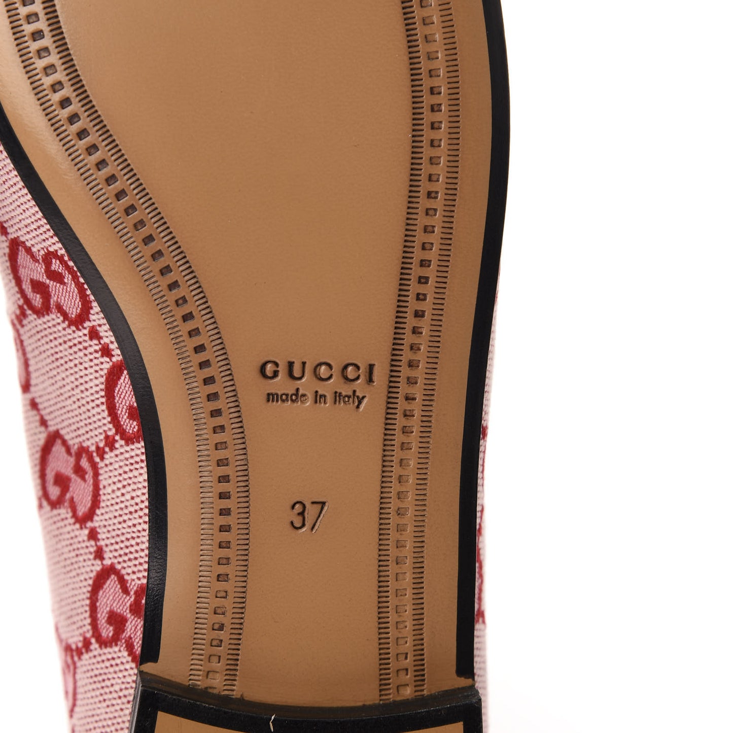 Canvas GG Monogram Horsebit Womens Jordaan Loafers 37 Gardenia Hibiscus Red