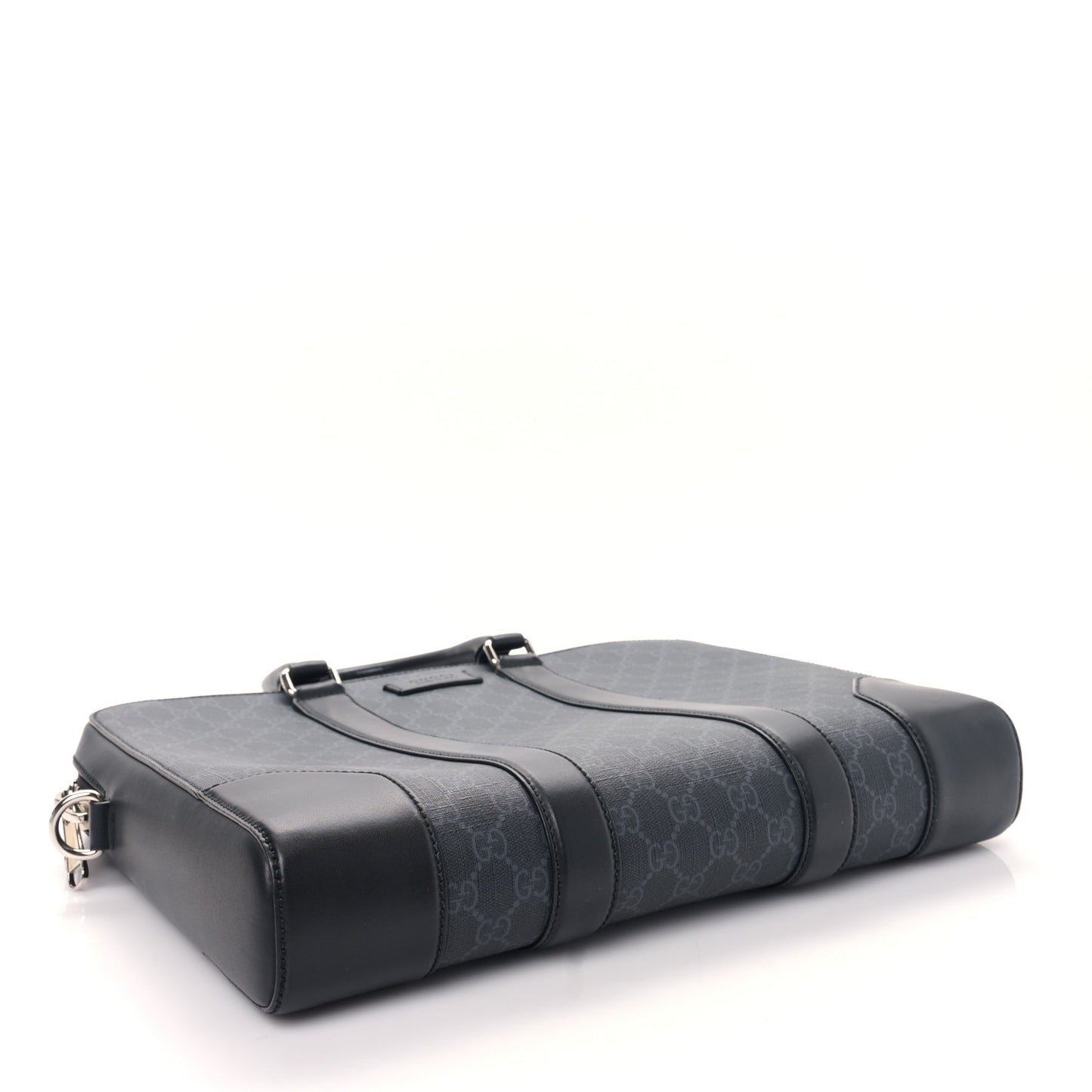GG Supreme Monogram Appia Calfskin Web Briefcase Black