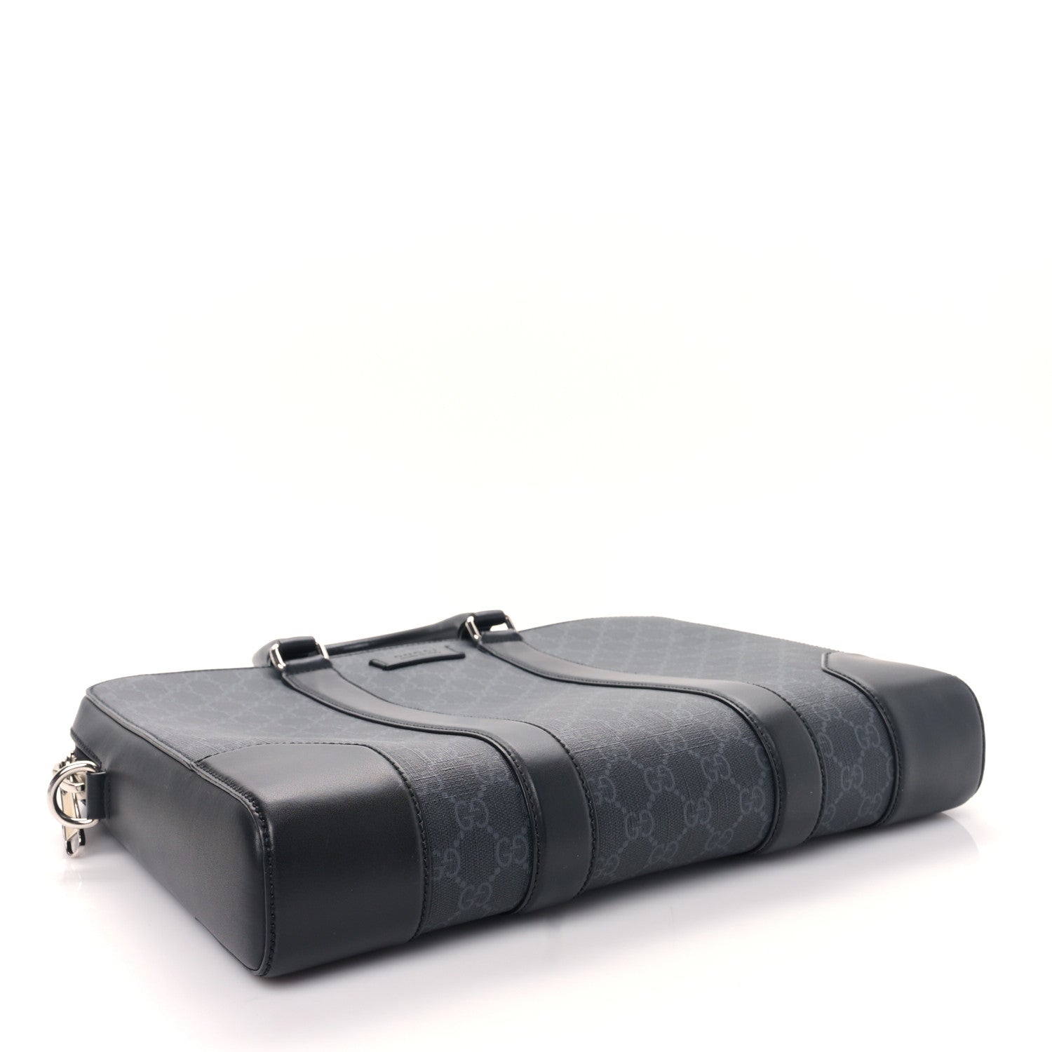 Gucci GG Supreme Monogram Appia Calfskin Web Briefcase Black 4 of 11