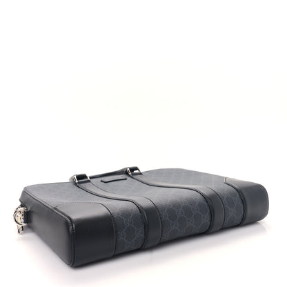 Gucci GG Supreme Monogram Appia Calfskin Web Briefcase Black 4 of 11