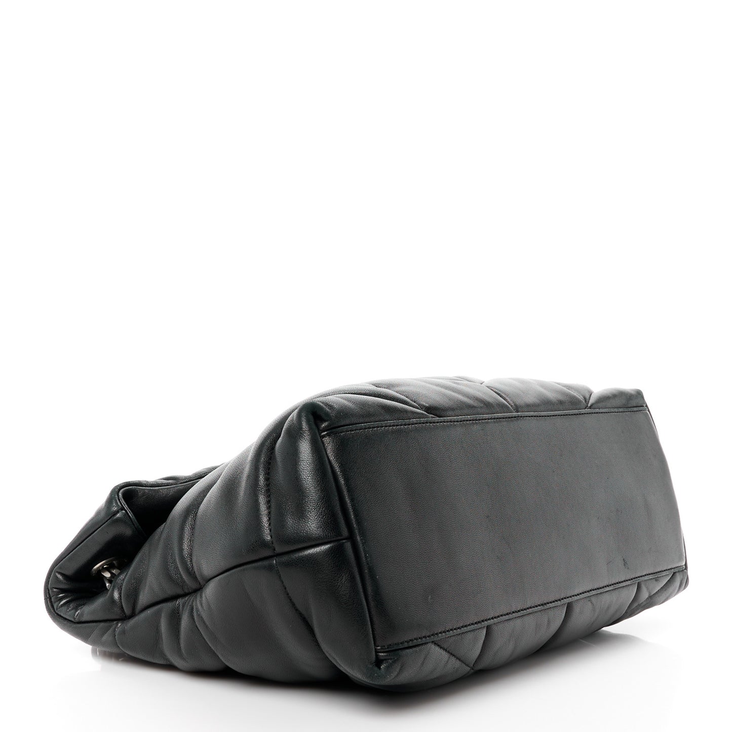 Lambskin Quilted Medium Loulou Puffer Monogram Chain Satchel Black