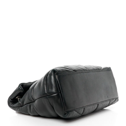 Saint Laurent Lambskin Quilted Medium Loulou Puffer Monogram Chain Satchel Black 5 of 12