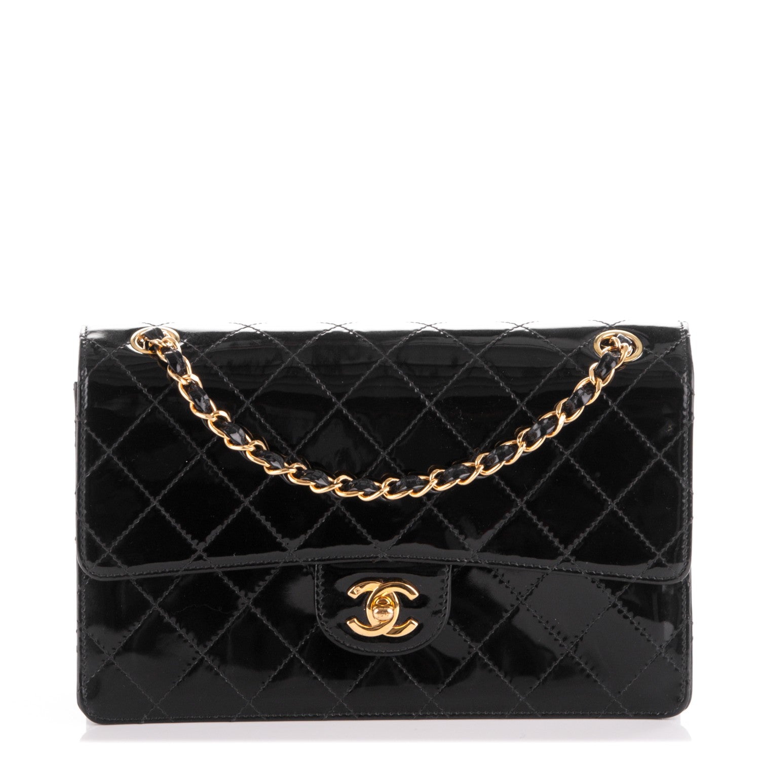 Chanel Patent Quilted Medium Single Flap Bag Black 1 of 9