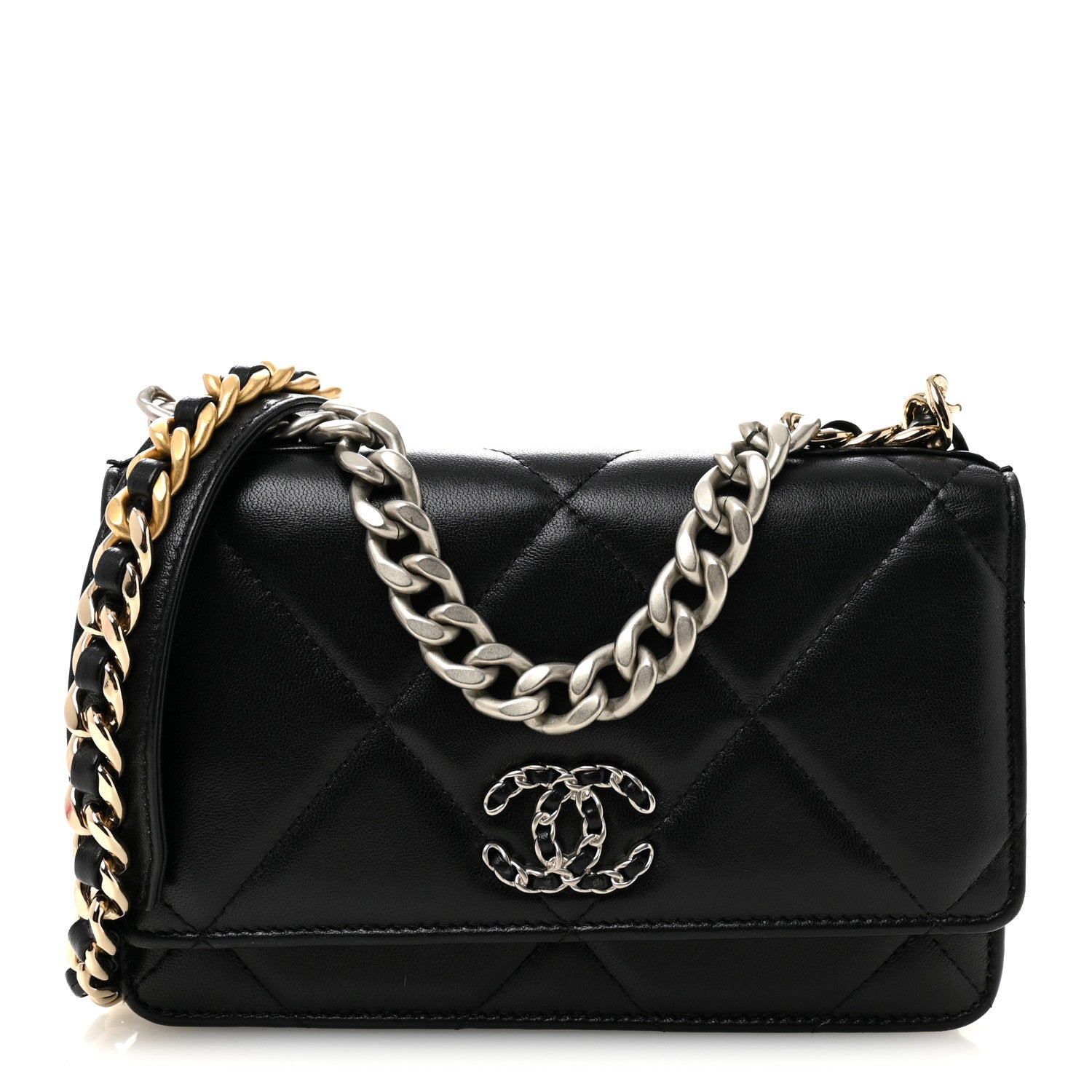 Chanel Lambskin Quilted Chanel 19 Wallet On Chain WOC Black 1 of 11