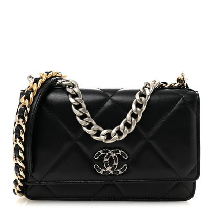 Chanel Lambskin Quilted Chanel 19 Wallet On Chain WOC Black 1 of 11