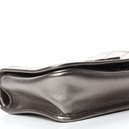 Saint Laurent Metallic Calfskin Matelasse Monogram Niki Chain Wallet Platinum 6 of 11