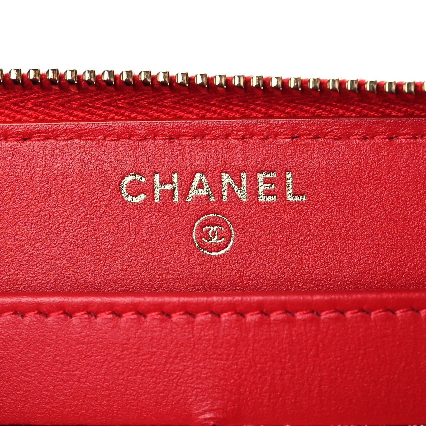 Caviar Quilted Filigree Zip Around Wallet Red