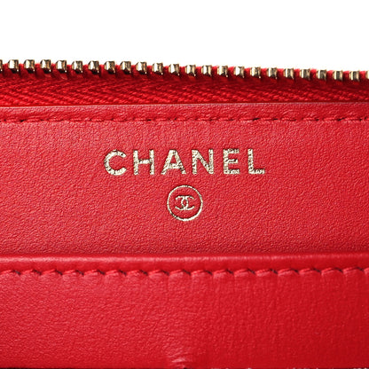 Chanel Caviar Quilted Filigree Zip Around Wallet Red 6 of 12