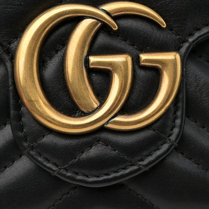 Gucci Calfskin Matelasse GG Marmont Chain Wallet Black 12 of 15