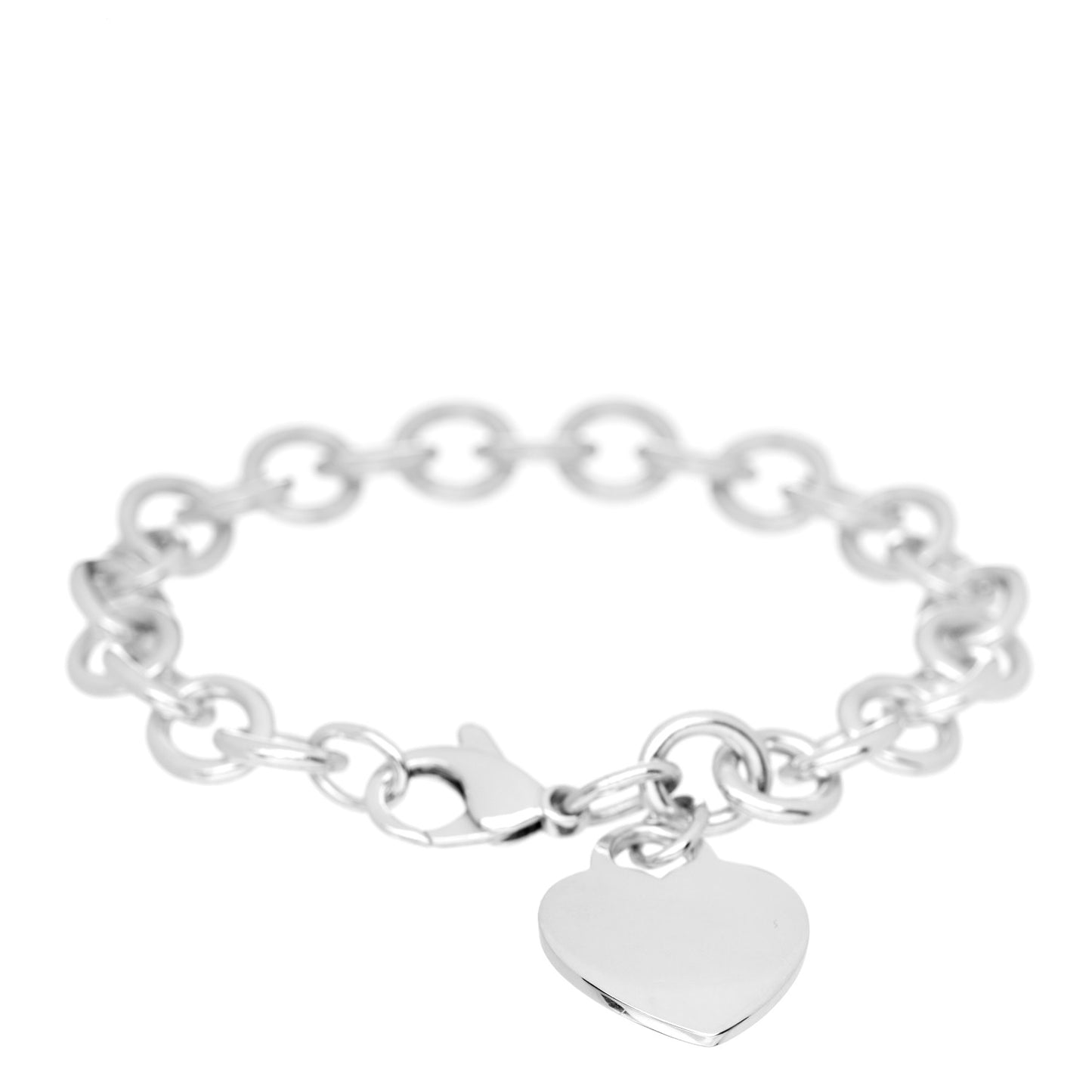 Sterling Silver Heart Tag Charm Bracelet