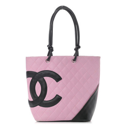 Chanel Calfskin Quilted Medium Cambon Tote Pink Black 1 of 16