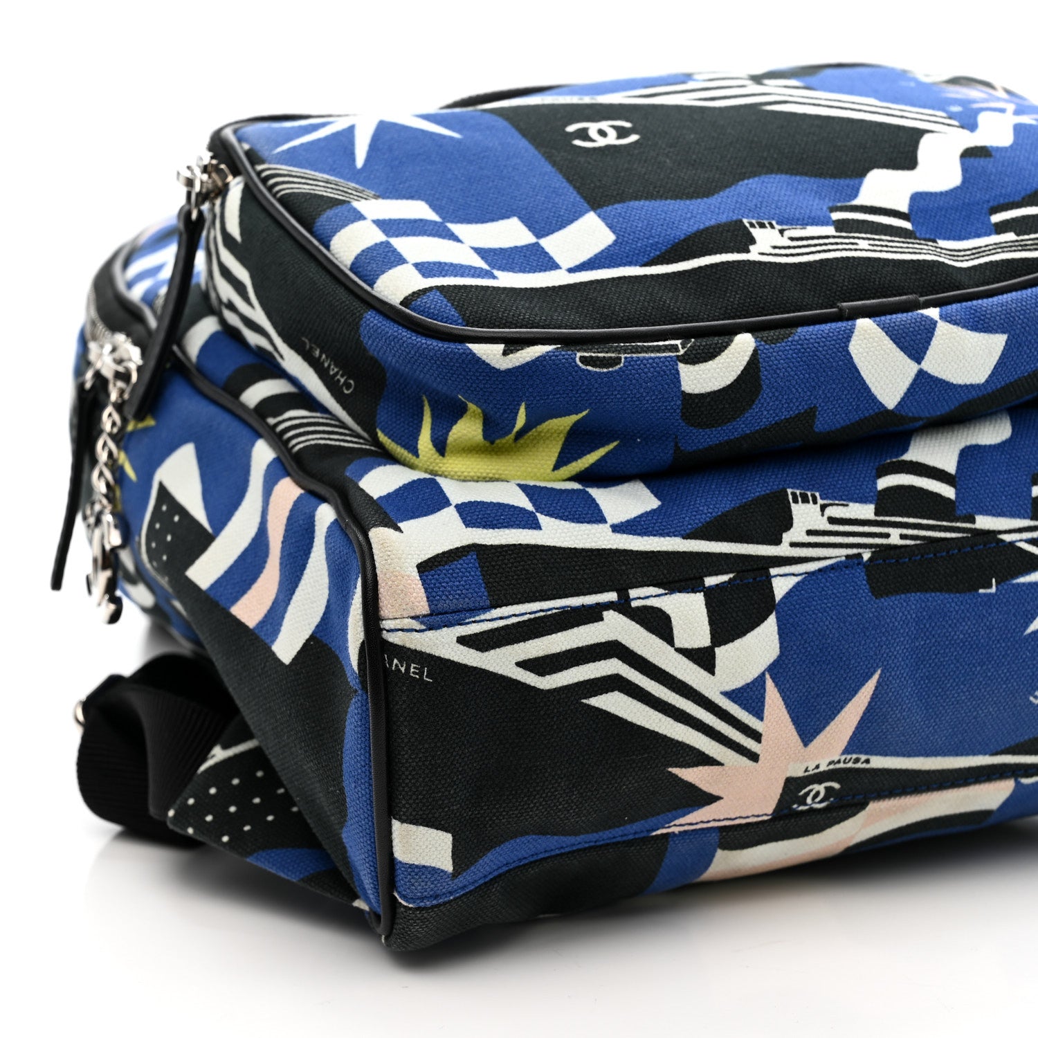 Chanel Canvas Cruise La Pausa Print Backpack Blue Multicolor 8 of 9