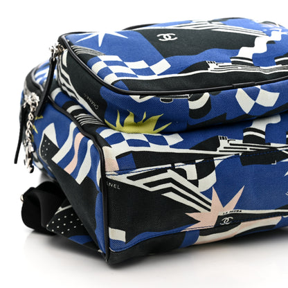 Chanel Canvas Cruise La Pausa Print Backpack Blue Multicolor 8 of 9