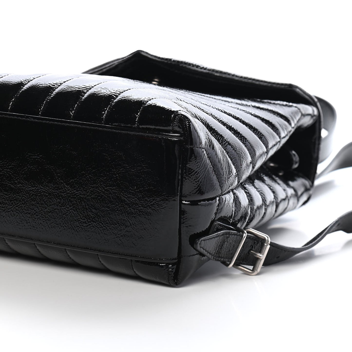 Patent Y Quilted Monogram Small Loulou Backpack Black