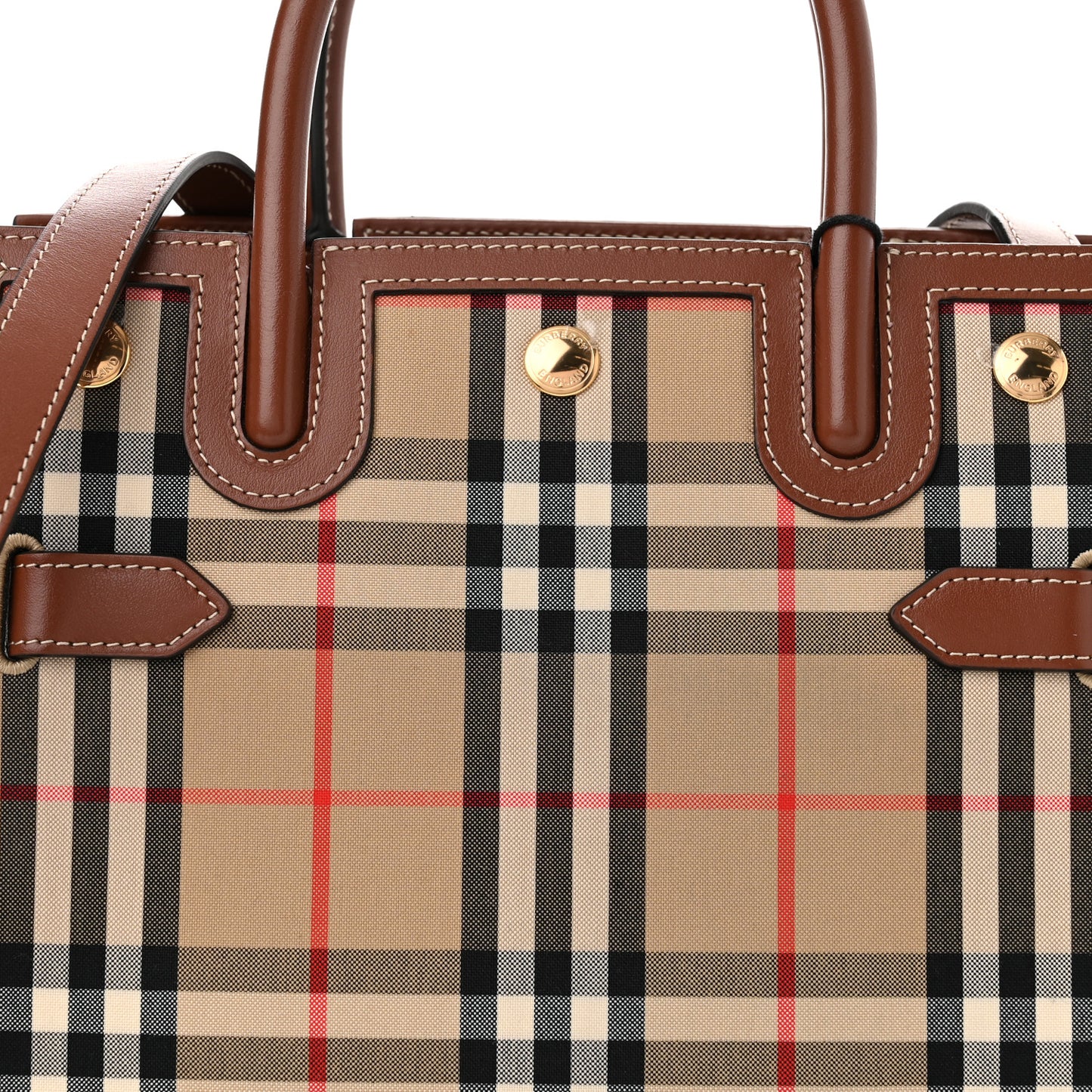 Calfskin Vintage Check Mini Two Handle Title Bag Archive Beige