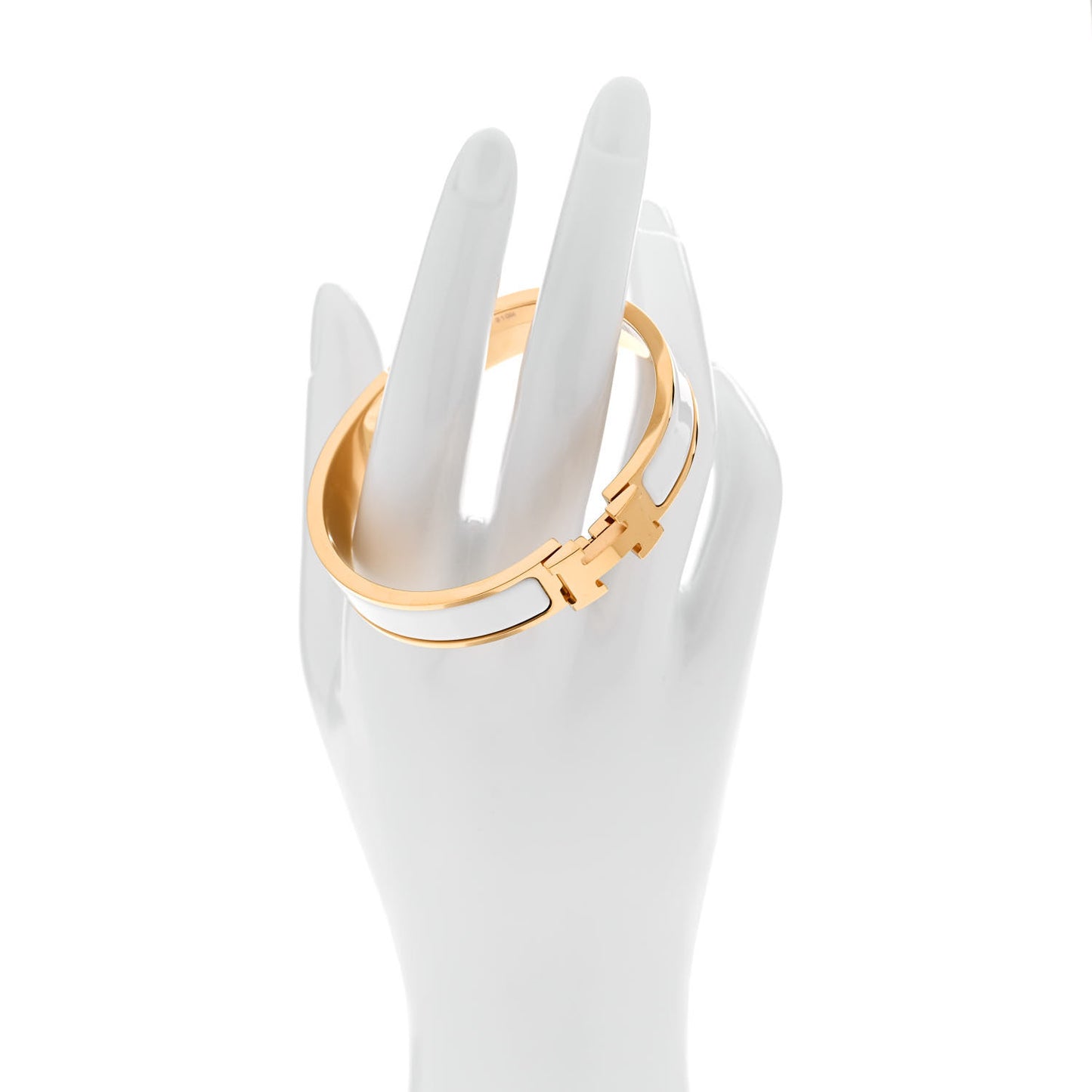 Enamel Narrow Clic Clac H Bracelet GM White