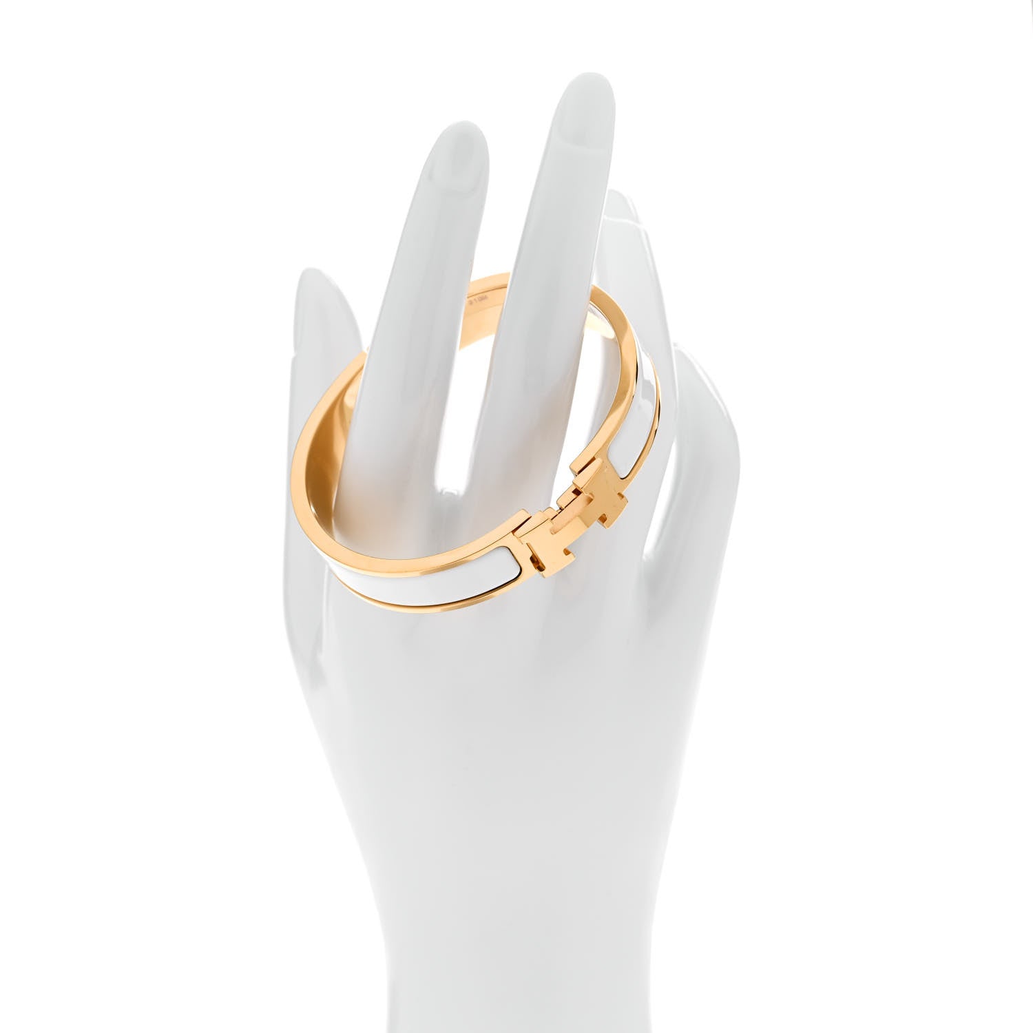Hermes Enamel Narrow Clic Clac H Bracelet GM White 2 of 5